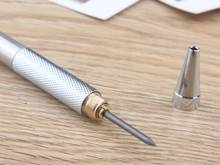 0,5 0,7 0,9 1,3 2,0 mm Druckbleistift-Set, Vollmetall, Kunst, Zeichnung, Malerei, automatischer Bleistift mit Minen, Büro, Schulbedarf – Detail 4