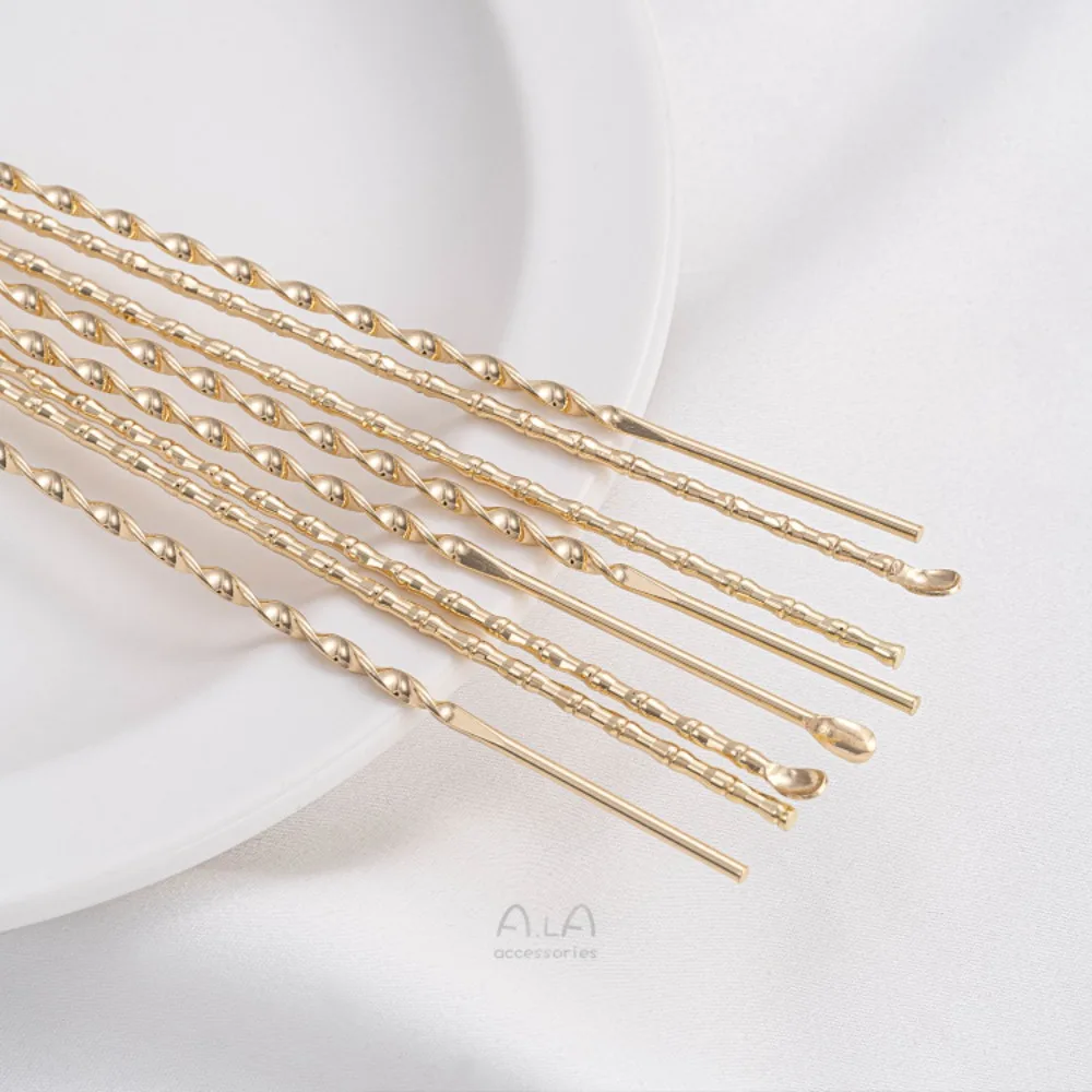 

14K Gold Color Ear Scoop Hairpin Twist Bamboo Straight Rod Hair Fork Handmade DIY Hair Material Accessories