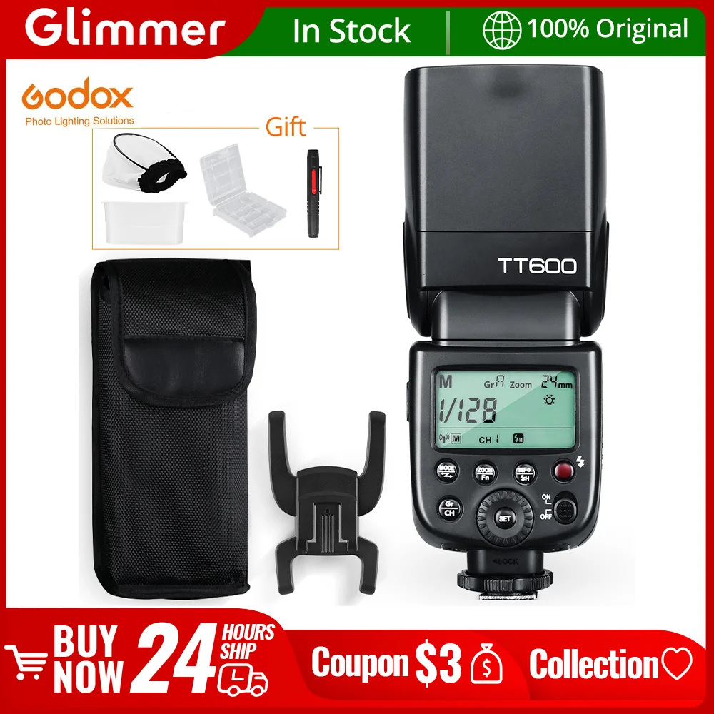 Godox TT600 2.4G Wireless GN60 Master/Slave Camera Flash Speedlite for Canon Nikon Sony Pentax Olympus Fuji Lumix