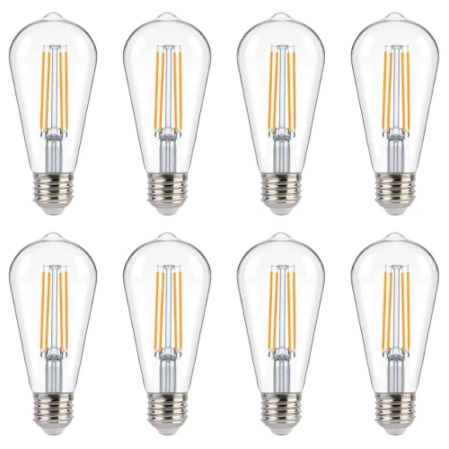 Dusk to Dawn Outdoor Sensor ST19 LED Light Bulb, 7W 60W Eqv.,800LM, Vintage Filament E26 Base, Auto On/Off Photocell Automatic