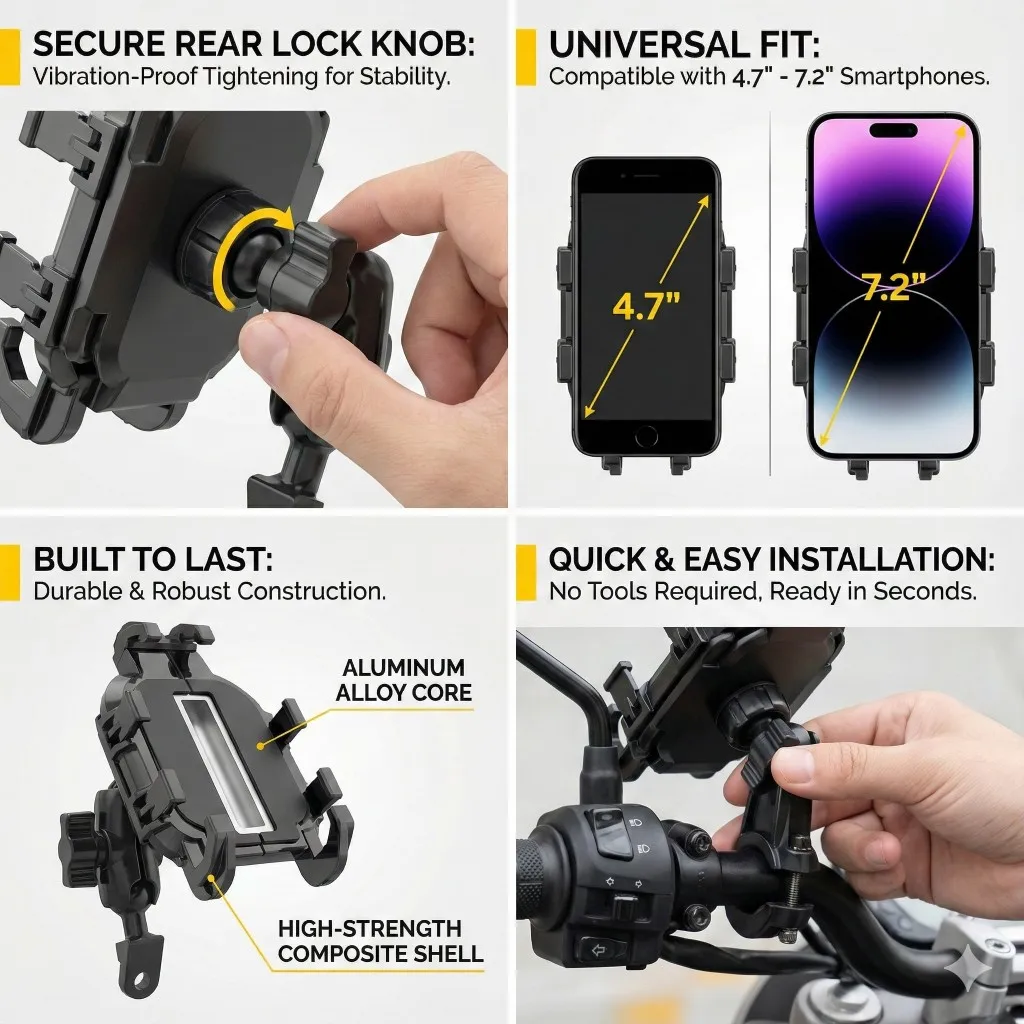 High-quality shock-absorbing motorcycle phone holder For Ducati Scrambler 400 800 1100 2017 2018 2019 DUCATI monster 620 695 696 view 4
