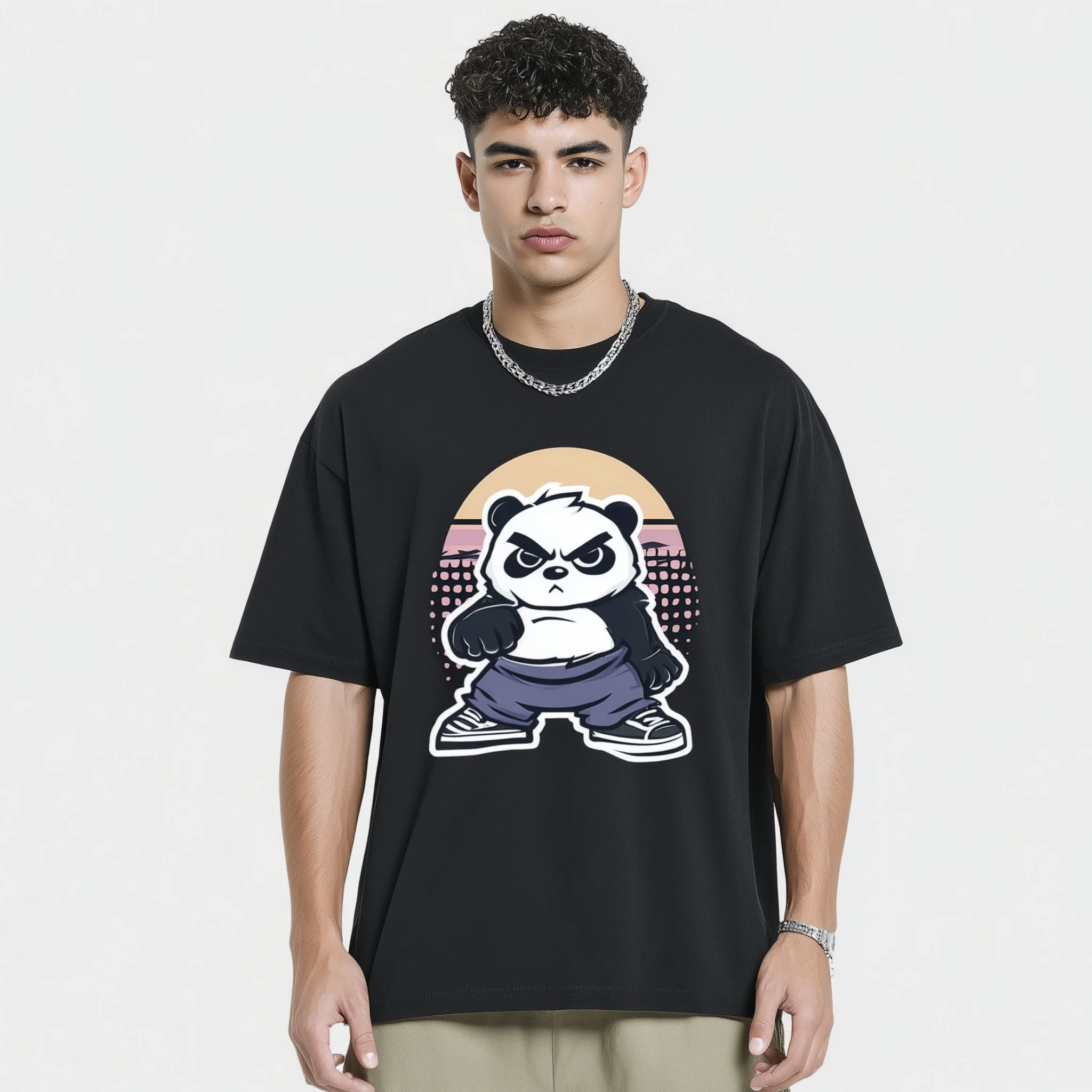 

Teevo Men's Casual T-Shirt Panda Graphic Print Summer Daily Wear