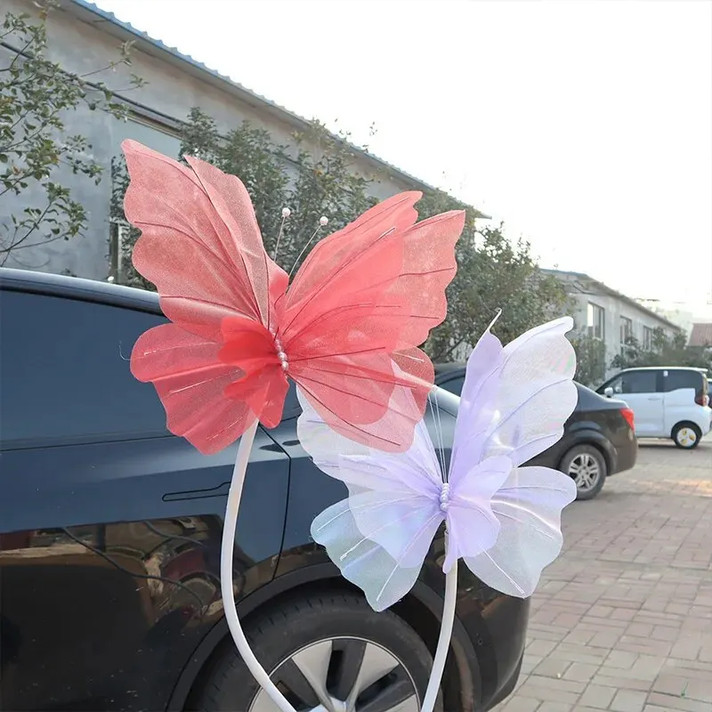 50cm Big Simulation Butterfly 3D Outdoor Shopping Mall Wedding Festival Decoration Hollow Large Hanging Gauze Fake Butterfly