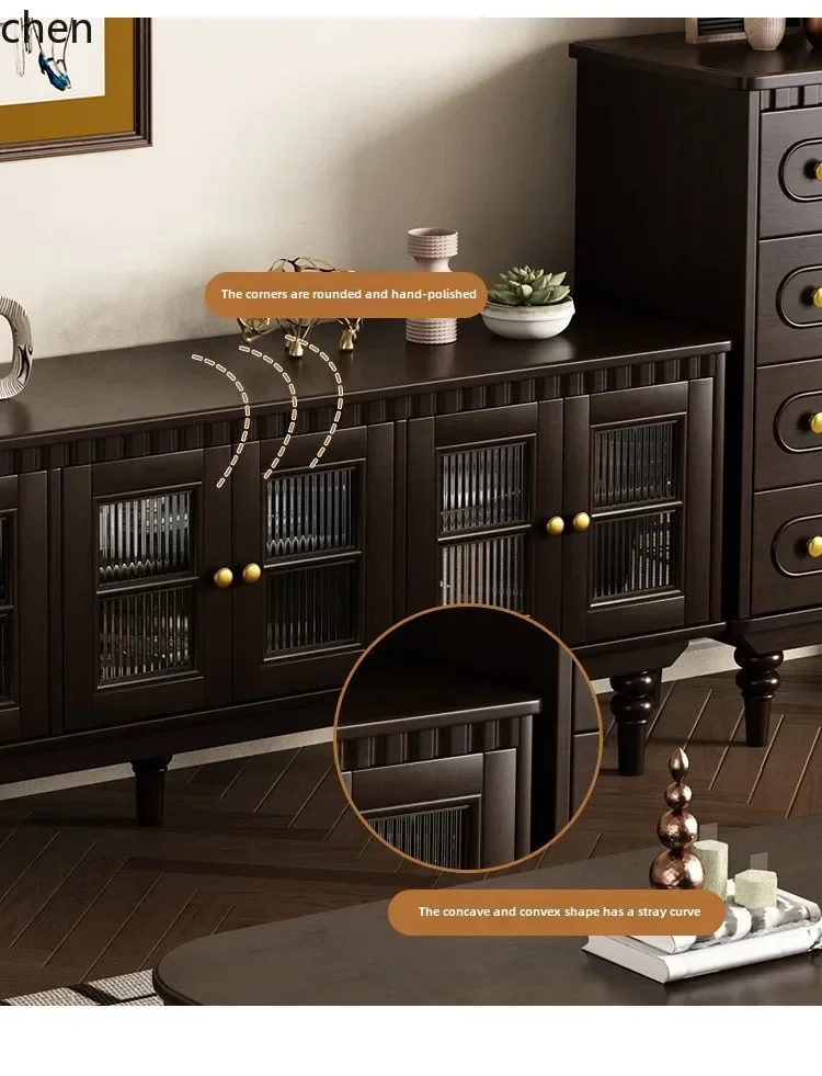 TQH7.2 pure solid wood TV cabinet coffee table combination storage floor cabinet white furniture living room decoration