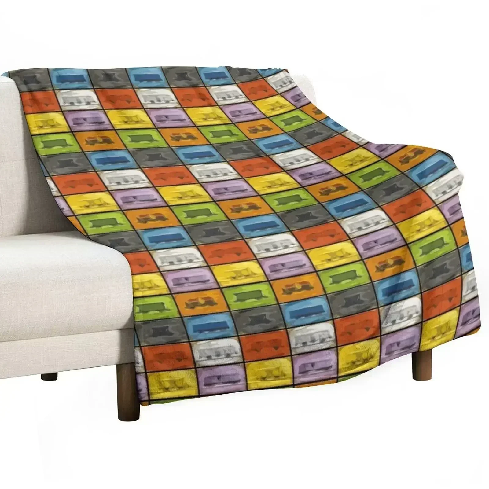 

Ticket to Ride: Trains Throw Blanket Plush Bed linens Blankets
