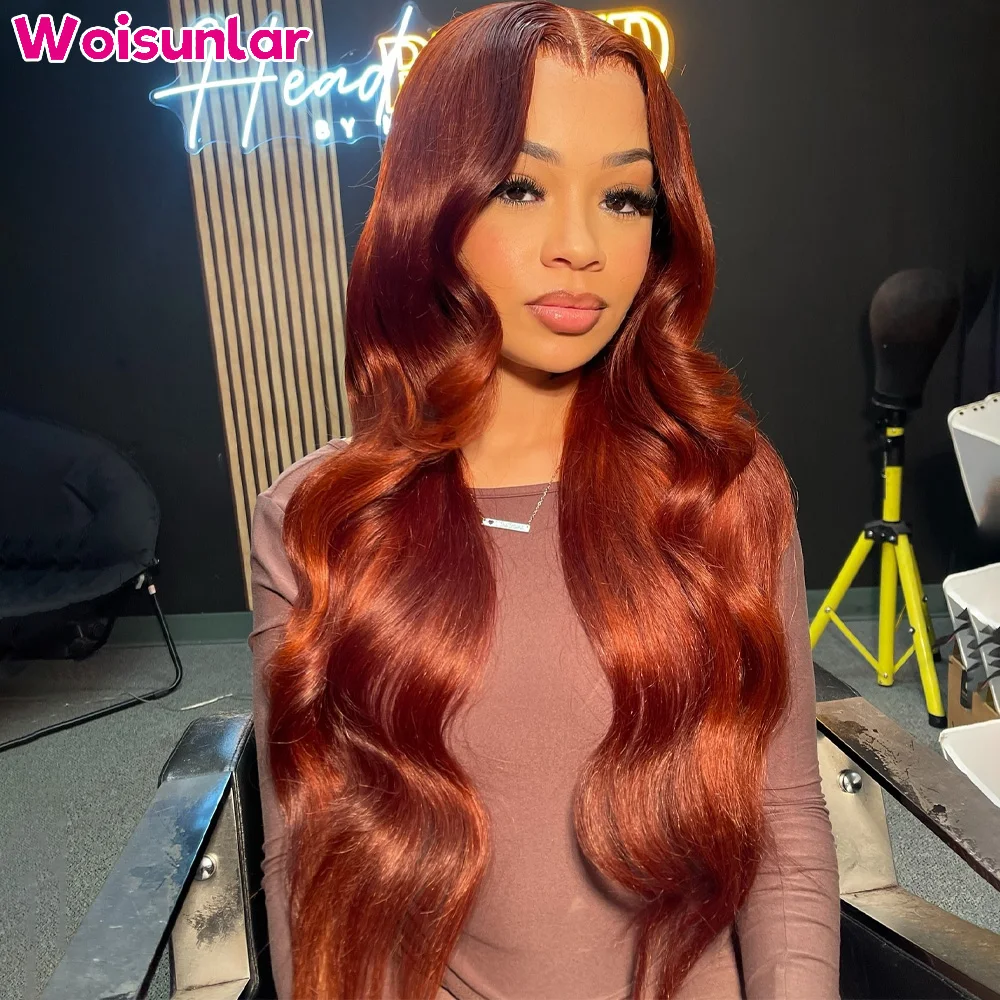 36 بوصة بني داكن الدانتيل الجبهة خصلات الشعر المستعار الإنسان الجسم موجة 200% النساء السود 13x4 الدانتيل الشفاف البرازيلي شعر الإنسان الطبيعي الباروكات