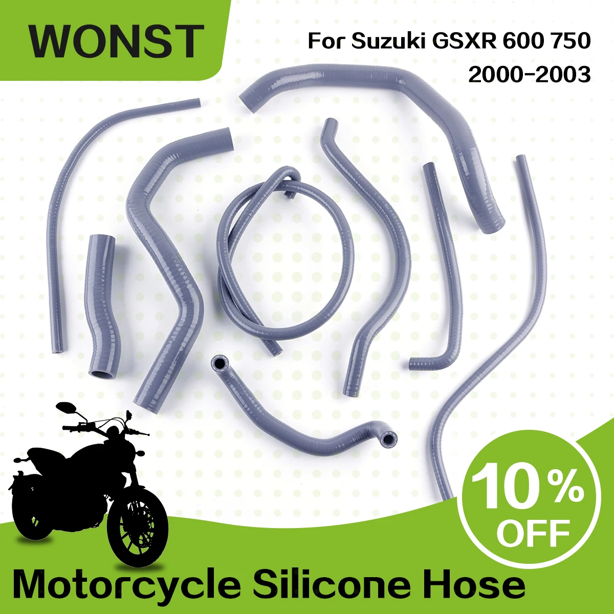 9pcs For 2000 - 2003 Suzuki GSXR600 GSXR750 GSXR 600 750 K1 K2 K3 High Performance Silicone Radiator Hose 2001 2002