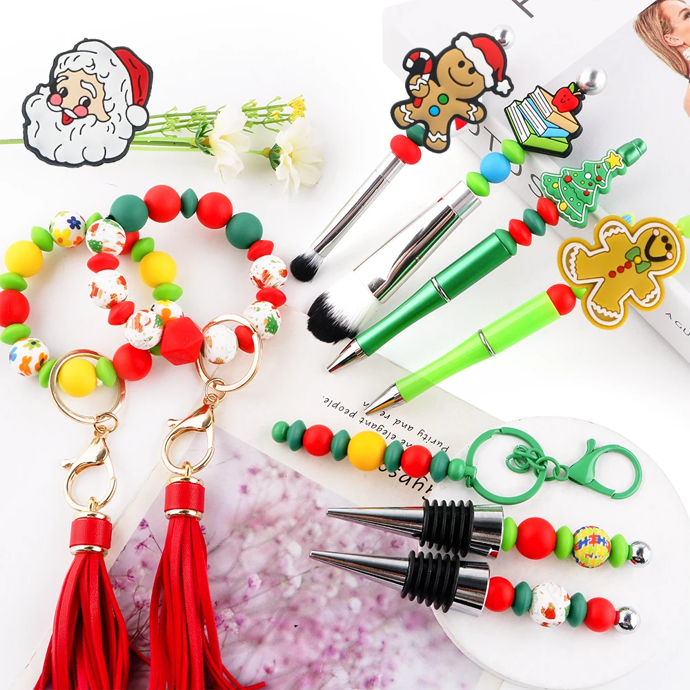 6 stücke Cartoon Weihnachten Baum/Lebkuchenmann Fokal Perlen Für Schmuck Machen DIY Halskette Armband Schlüsselbund Handgemachte Accessoires