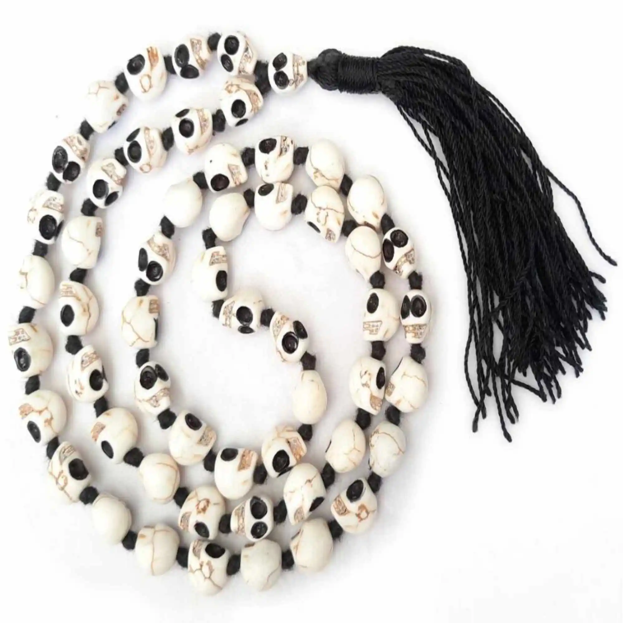 8mm Natural knot 108 skull bead gemstone beads necklace Prayer Beaded Mala Jewelry Day Yoga Chain Calming Men