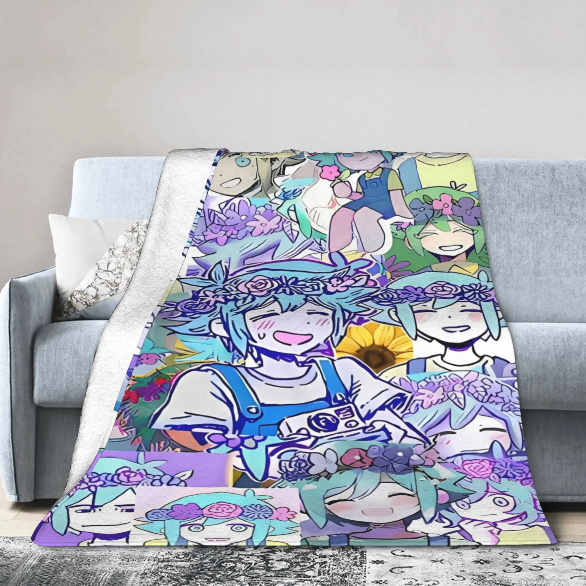 Omori Hot Game Printed Flannel Blanket  Soft Throw Blanket for Living Room Travel Novelty Bedspread Sofa Bed Cover
