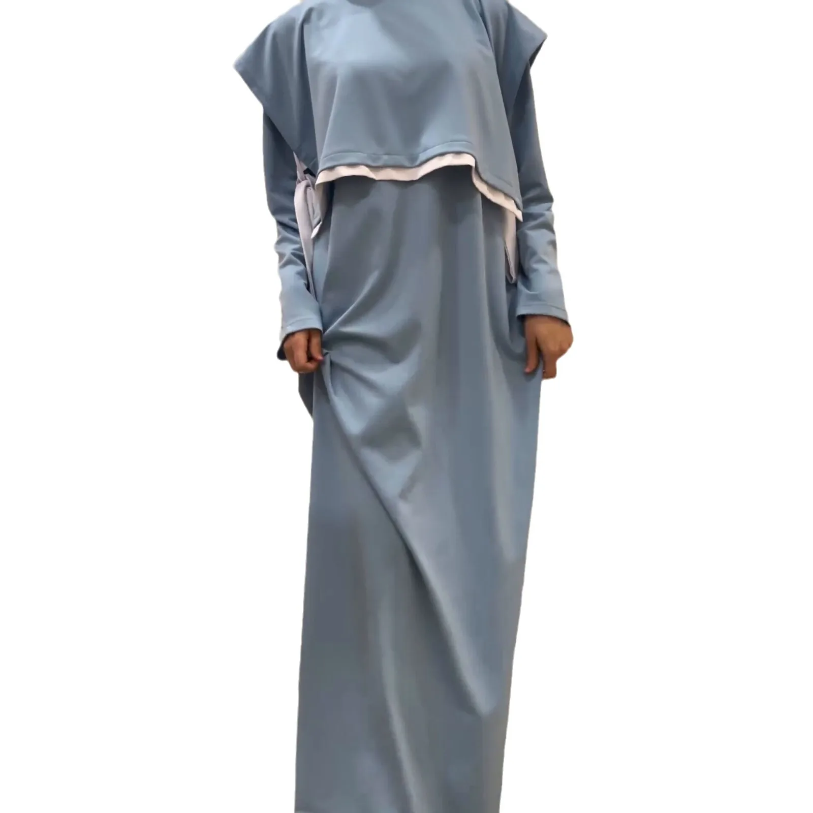 Women Eid Muslim Sets Musulman Ensemble Dubai Arab Vest Kaftan Islam Abayas Ankle Length Long Robe Solid Two Pieces Modest