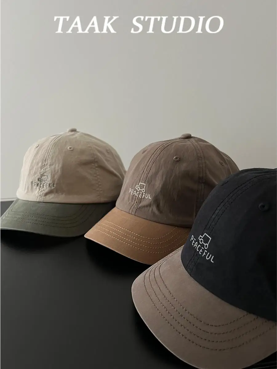 

Retro color matching short edge cap spring and summer new tooling short brim baseball cap men's trend