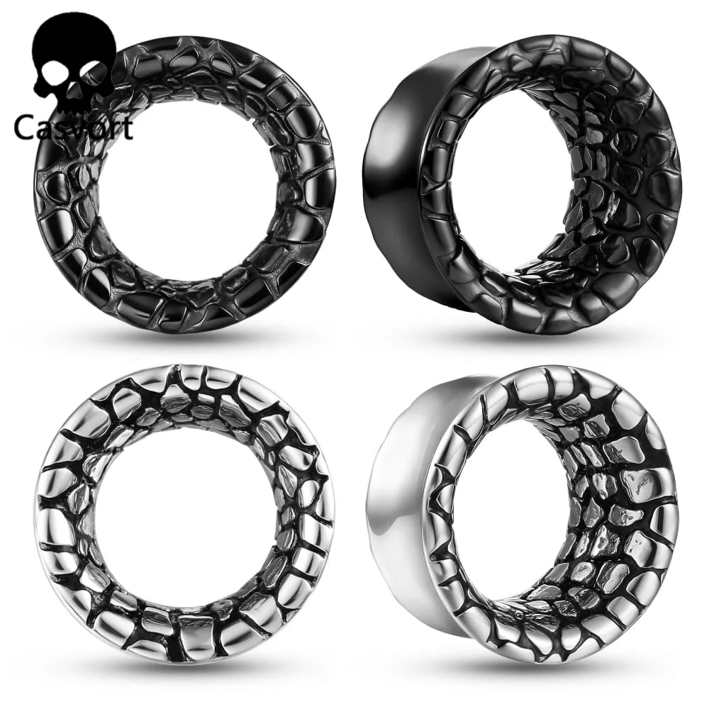 Casvort 2 قطعة 316 الفولاذ المقاوم للصدأ كول الكراك الأذن مقاييس الأنفاق المتوسع ثقب النساء الرجال مجوهرات للجسم أقراط #1