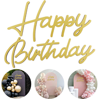 Gold & White Wooden Birthday Sign w/ Hollow Letters & Balloon Arch Backdrop. Rustic Wall Decor for Parties, Photo Props, Surpris