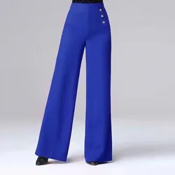 Thin Leisure High Waist Wide Leg Pants Dance Pants Ballroom Dancing Pants Modern Latin Square Dance Clothing Thin Dancing Pants