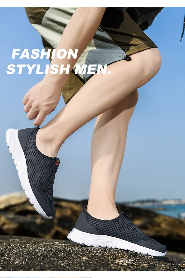 Leichte Slip-On-Schuhe für den Sommer, atmungsaktive Herrenschuhe mit großem Netzgewebe, ultraleichte Sportschuhe mit weicher Sohle – Detail 6