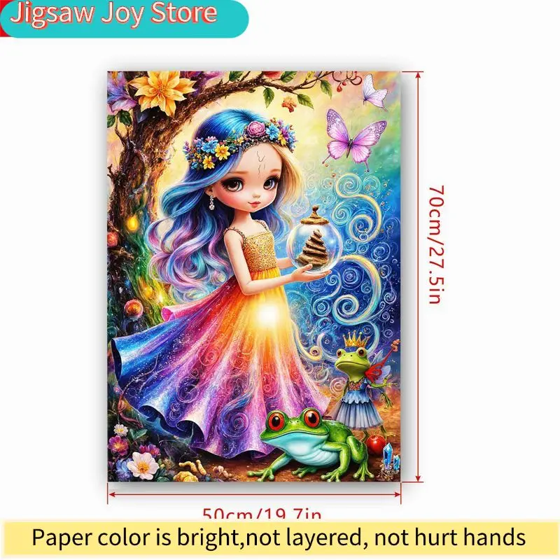 Disney  Fantasy Fairy Tale Style Jigsaw Puzzle Featuring a Girl with Long Blue-purple Hair Holding a Glowing Spiral Glass Ball