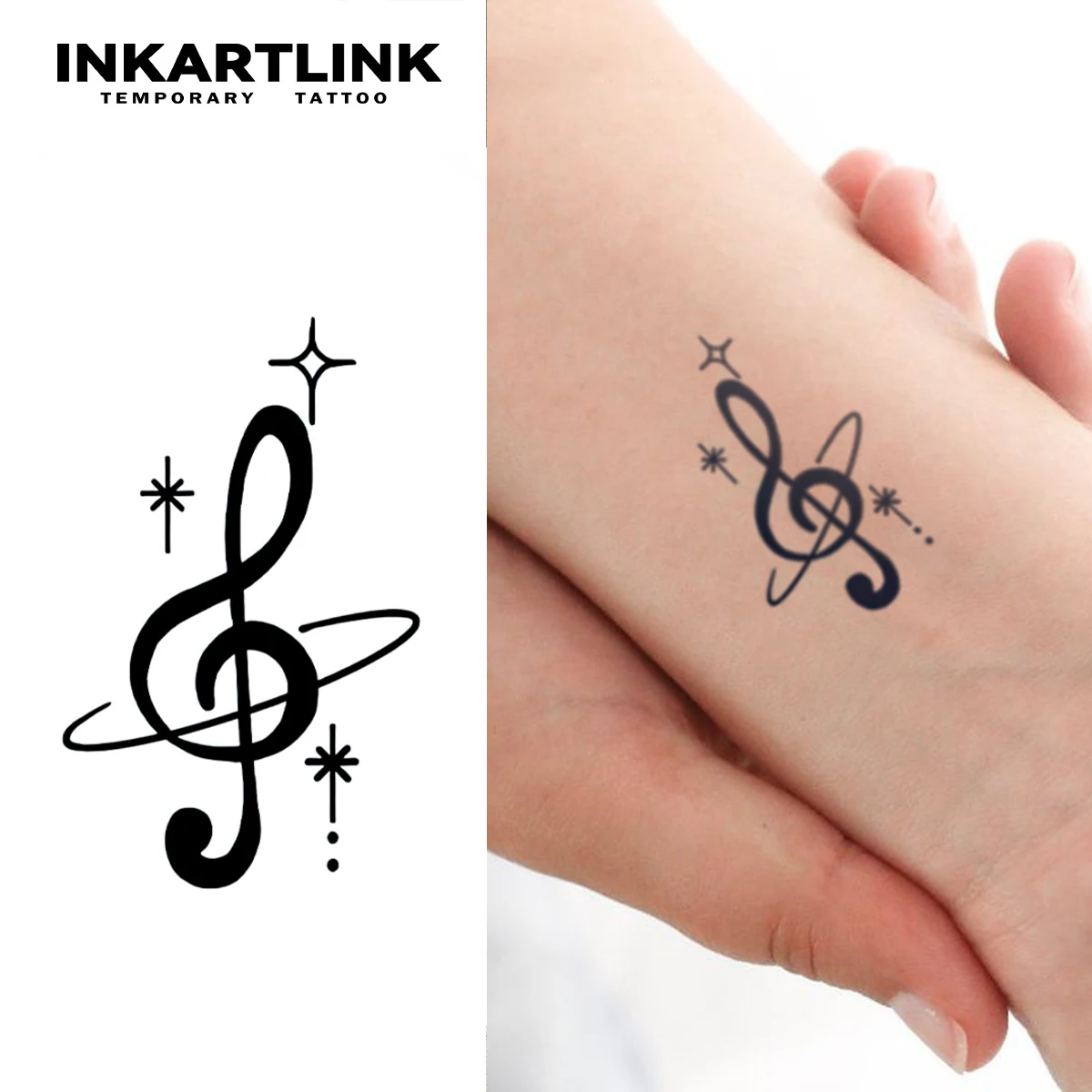 3 pcs Musical Note Temporary Tattoo,Lasts To 15 Days New Technology Magic Waterproof Semi Permanent Sticker.