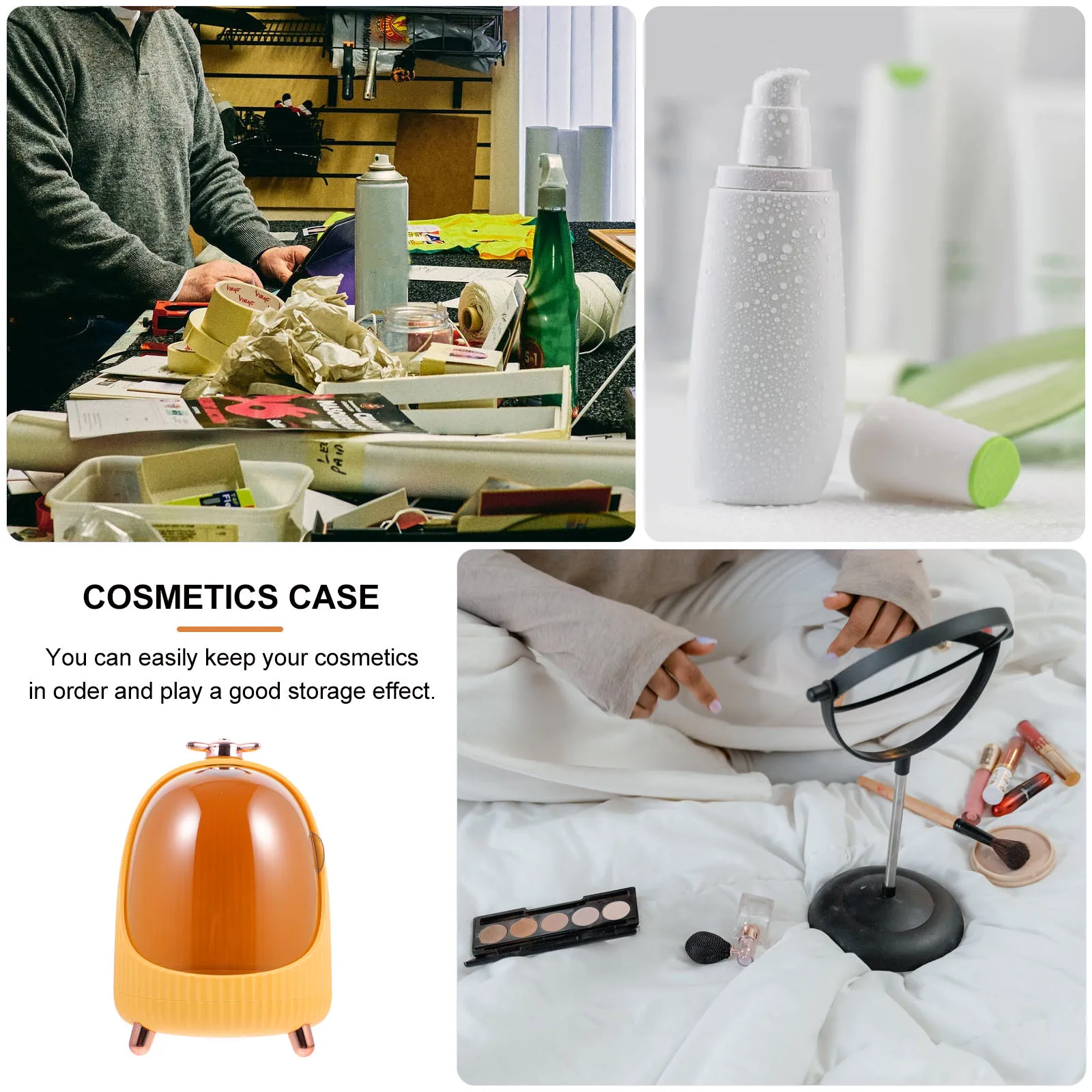 

1Pcs Cosmetics Storage Box Sturdy Multi-Purpose Makeup Storage Container for Desktop Bathroom Bedroom Cosmetics Case