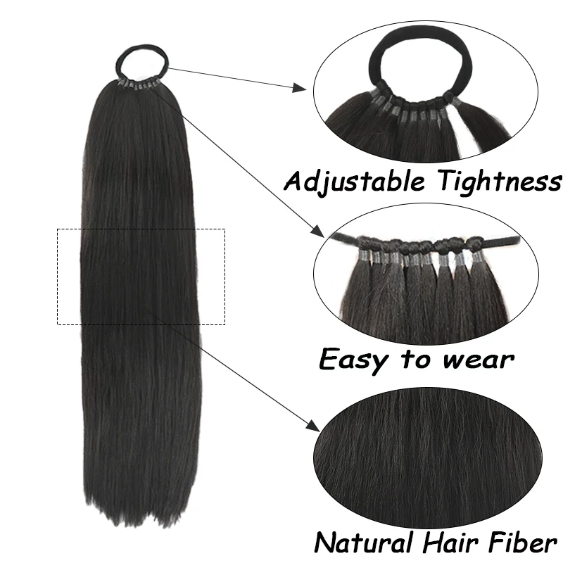 Xnaira Sintético Ponytail Extensões, Rubber Band Cabelo, Trançado Pony Cauda Hairpiece, 24"