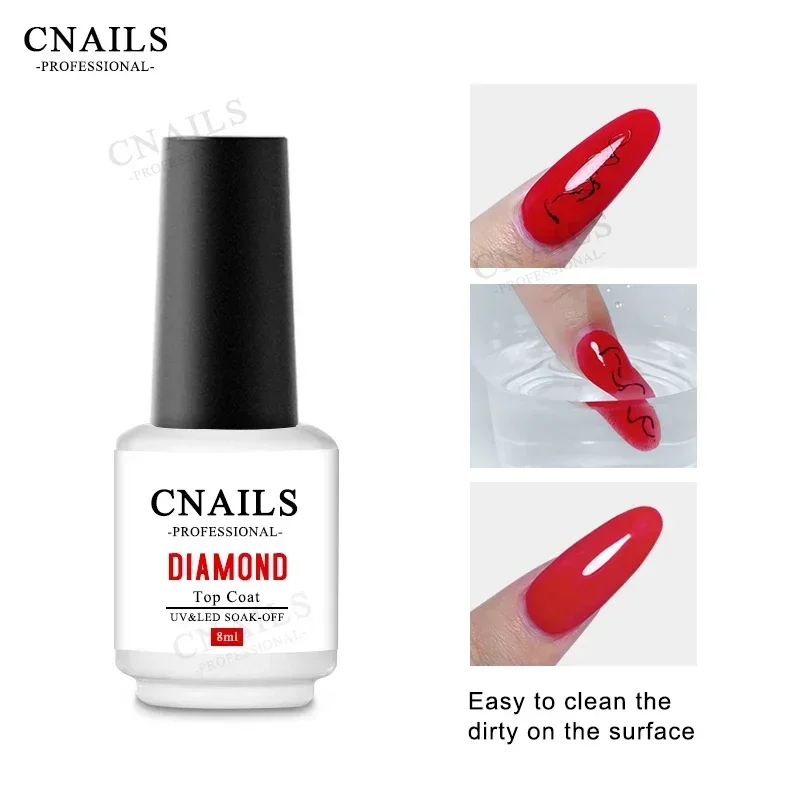 CNails Auroras Top Coat UV-Gel-Nagellack, transparent, weiß, matt, Top Coat Diamond, 8 ml, Mehrzweck-Lack, Gel-Nagelkunst-Zubehör