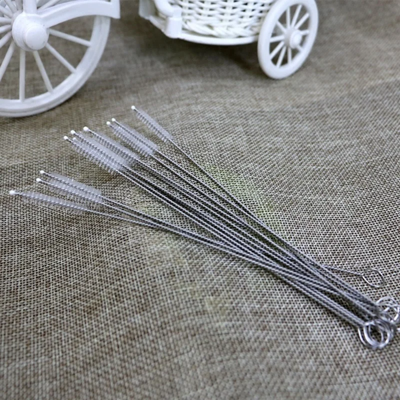 Delicate 10pcs Nylon Straw Cleaners Cleaning Brush Drinking Pipe Cleaners Stainless Steel Glass Car Cleaning  Coconut Brush