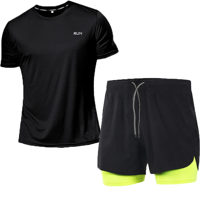 Camiseta de secagem rápida masculina e treino esportivo curto, conjuntos de ginástica, roupas de ginástica, roupas de treino, roupas esportivas verão