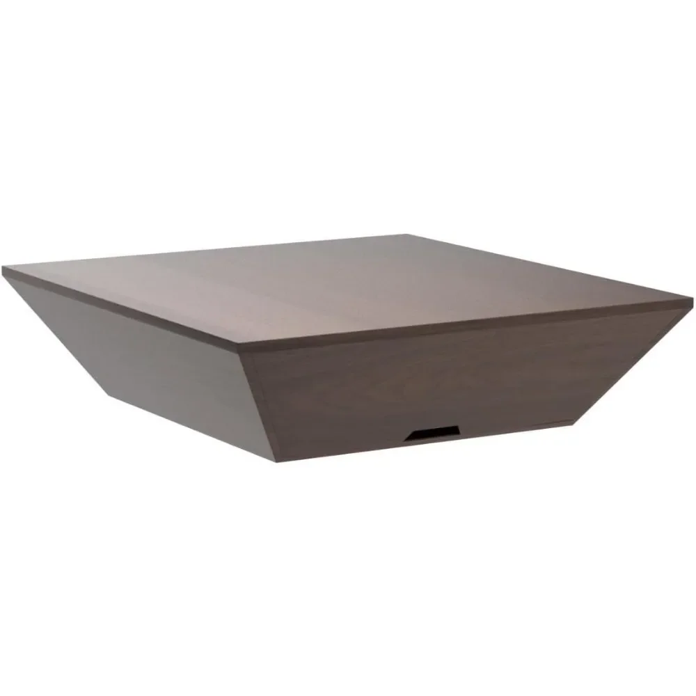 Mesa de café moderna para sala de estar, mesa de centro quadrada com gavetas do armazenamento, madeira trapezoidal noz, 39, 4 polegadas