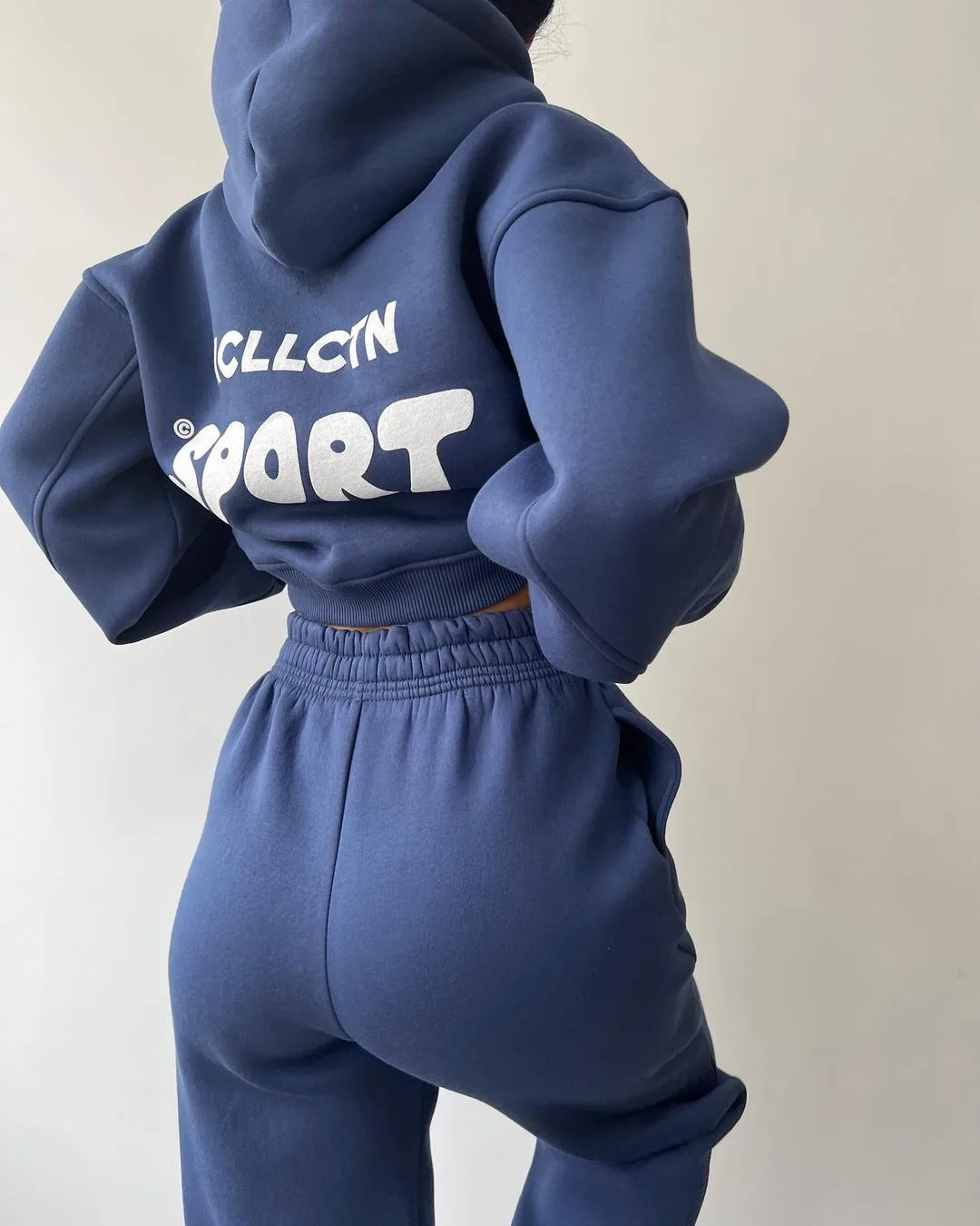 Women tracksuit Solid Long Sleeve Letter Print Hoodie Trousers Two Piece Pants Sets 2024 fall Casual Loose Hooded Sets Warm Suit