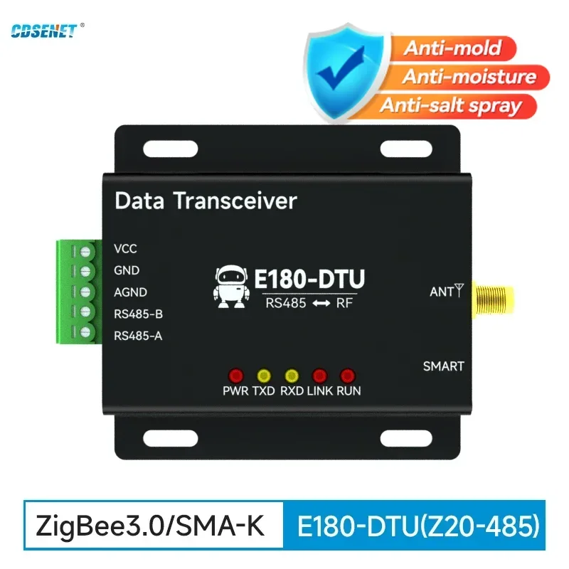 EFR32MG1B 2.4G Zigbee 3.0 Wireless Data Transmisson Station CDSENET E180-DTU(Z20-485) RS485 20dbm SMA-K Network Self- Healing