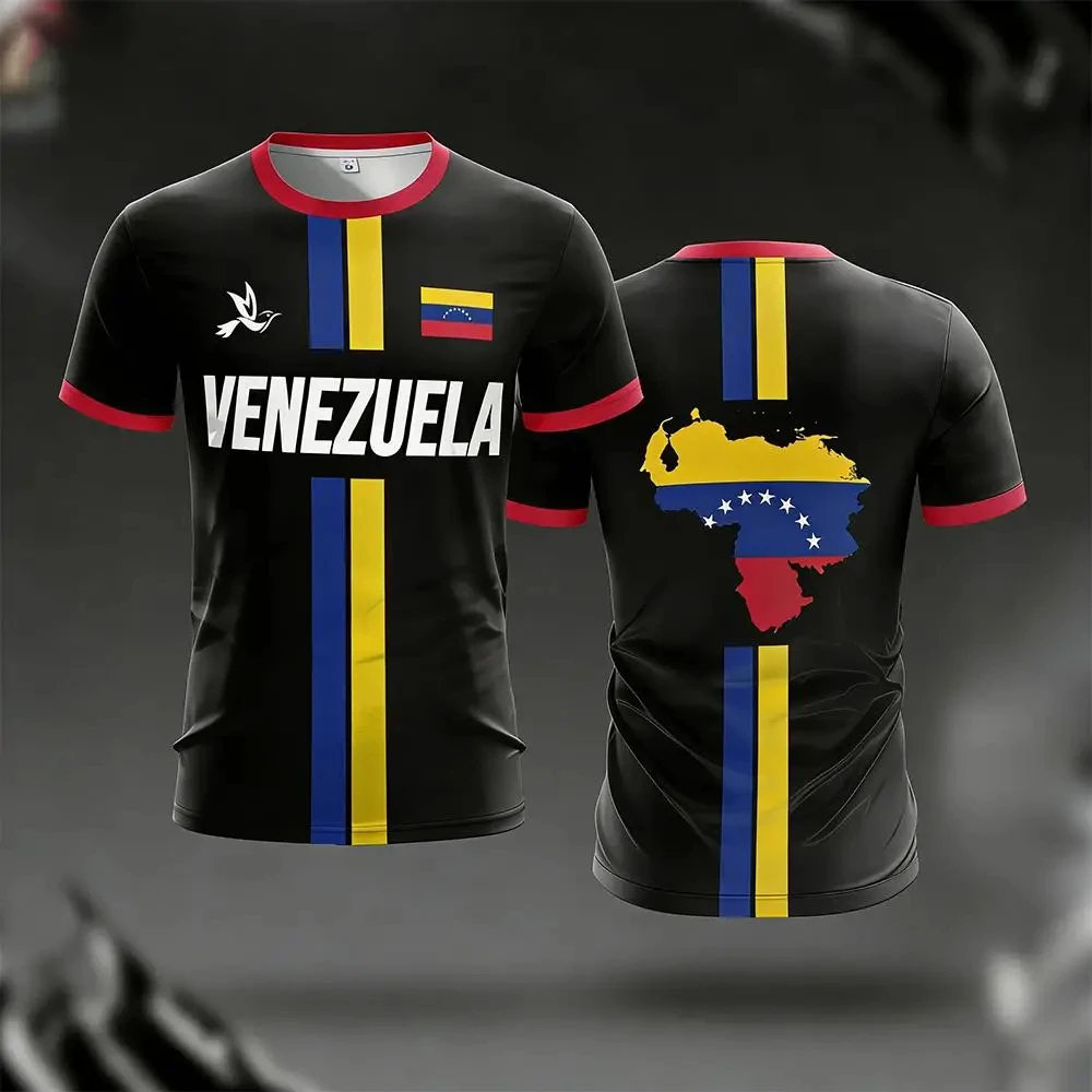 

Venezuela Football Jersey Tshirts New Fashion Short Sleeve Venezuelan Flag 3D Print T Shirt Casual Quick Dry Sports Tee Gym Tops