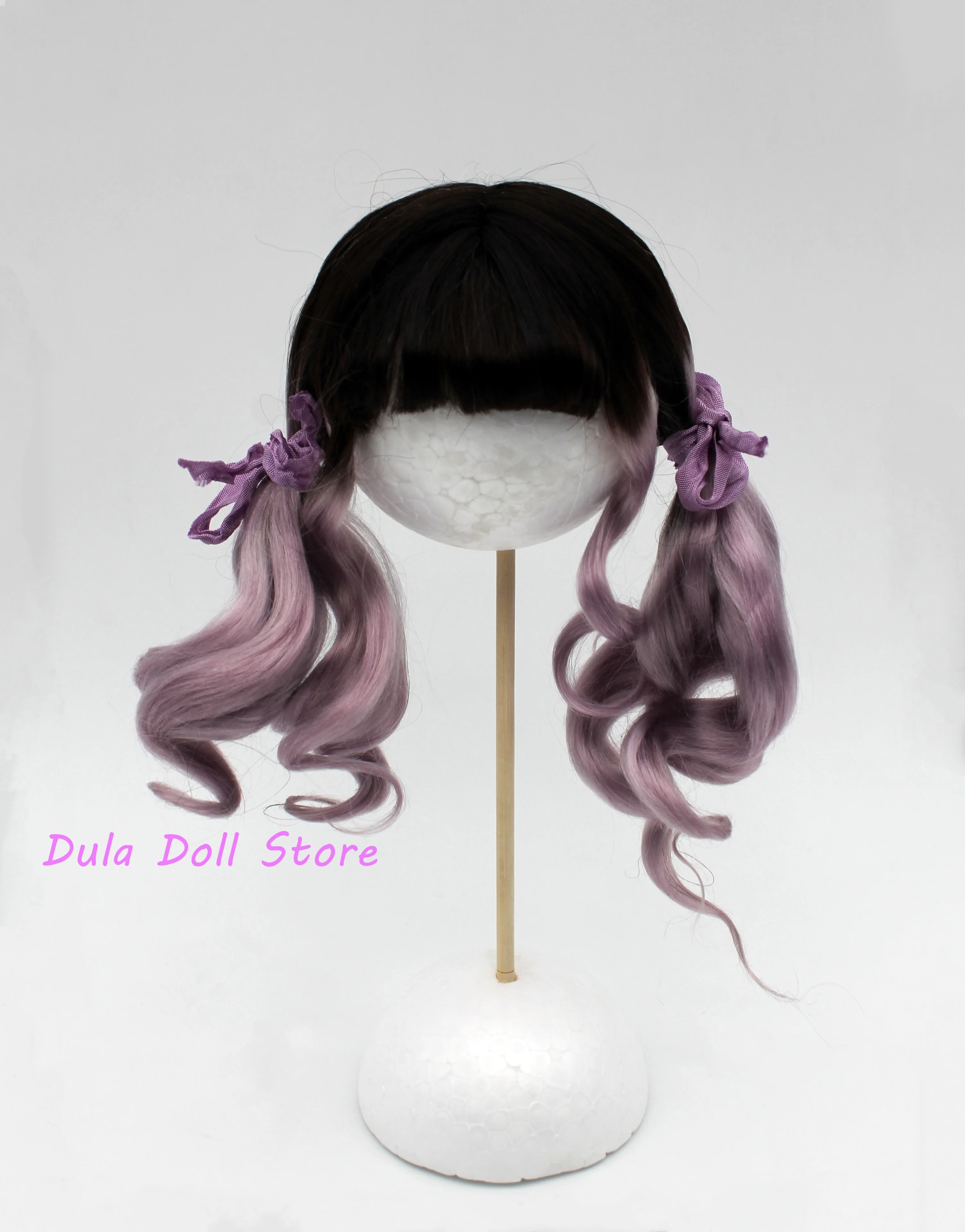2026 Dula Doll Wigs for Blythe Qbaby Natural Mohair Gradient Color Hair Hard Seams for 9-10 Inch Head