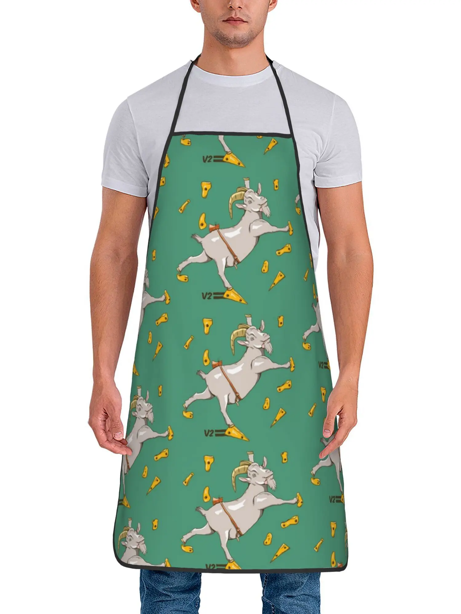 Cute Humor Goat Cheese Rocket Graphic Waterproof Apron Oil Resistant Neck Belt Kitchen Apron Suitable For Men And Women
