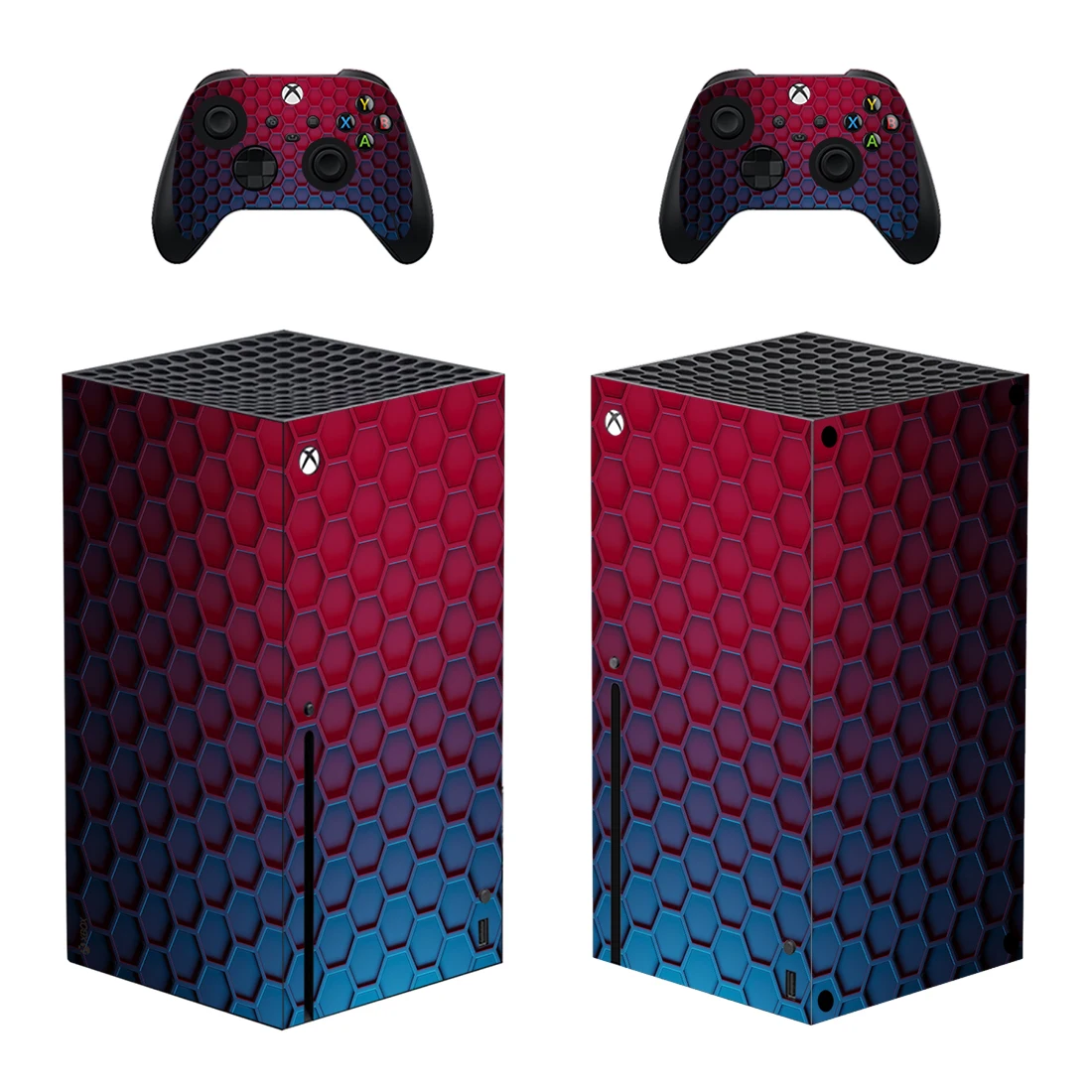 Red Geometry Style Xbox Series X Skin Sticker for Console & 2 Controllers Decal Vinyl Protective Skins Style 1