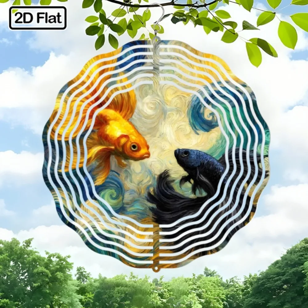 

Bohemian 360° Rotating Metal Wind Spinner for Garden Patio Decor Soothing Feng Shui Gift for Pisces Zodiac Lovers