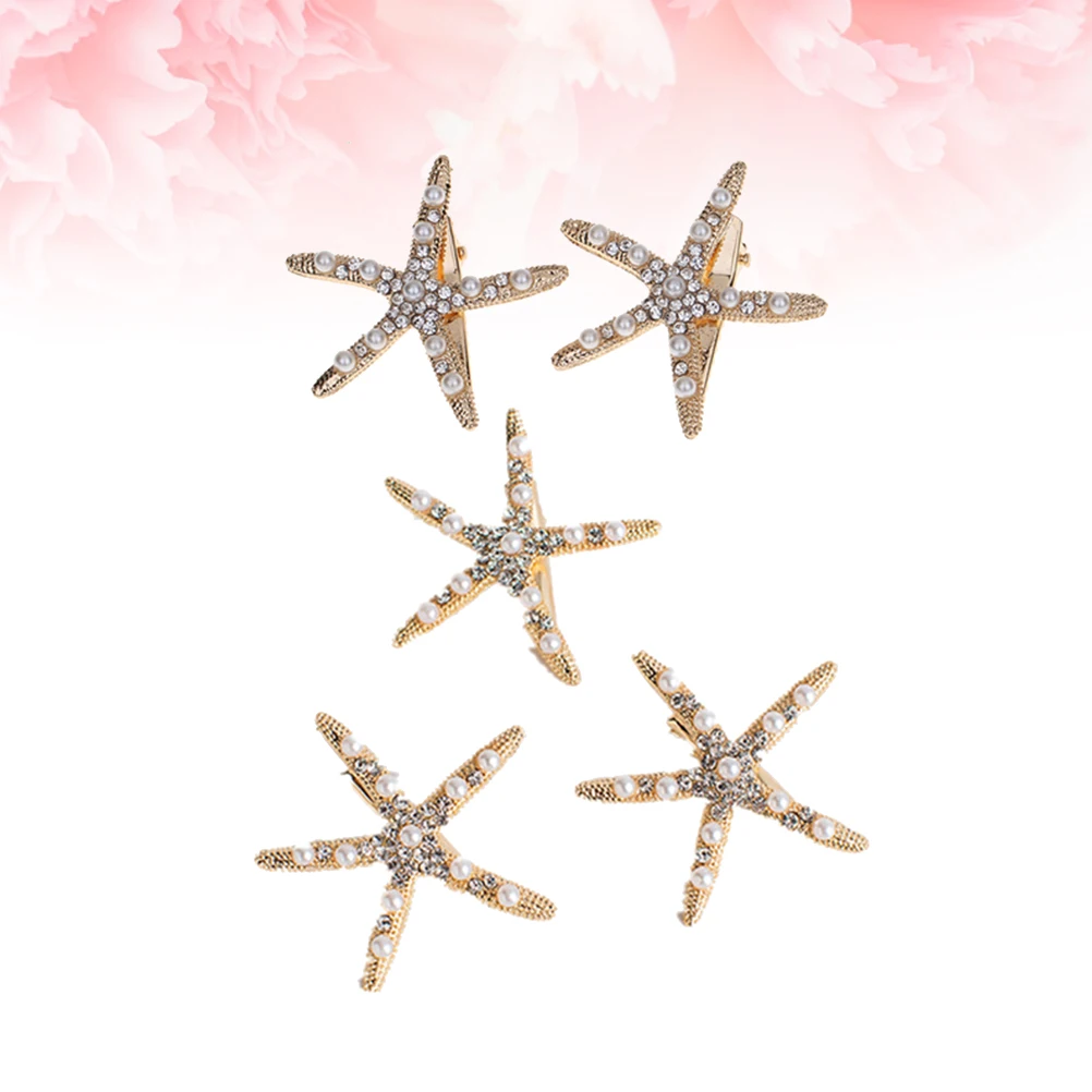 

5PCS Hairpins High Quality Alloy Rhinestone Clips for Women Wedding Party Banquet Daily Use Star Barrettes Duckbill