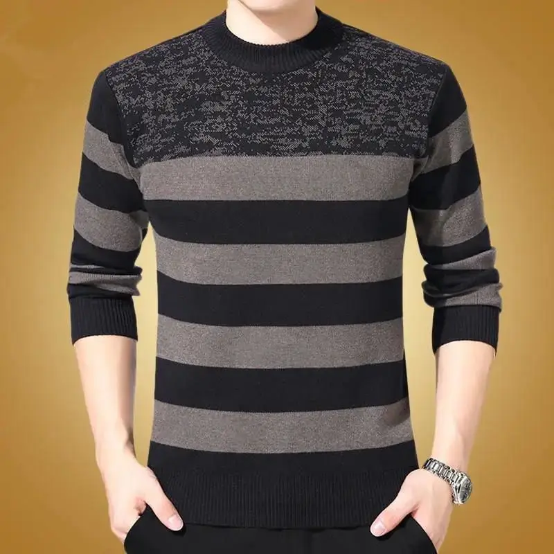 

Осенне-зимний мужской свитер с круглым вырезом, шерстяной свитер, теплый свитер среднего возраста