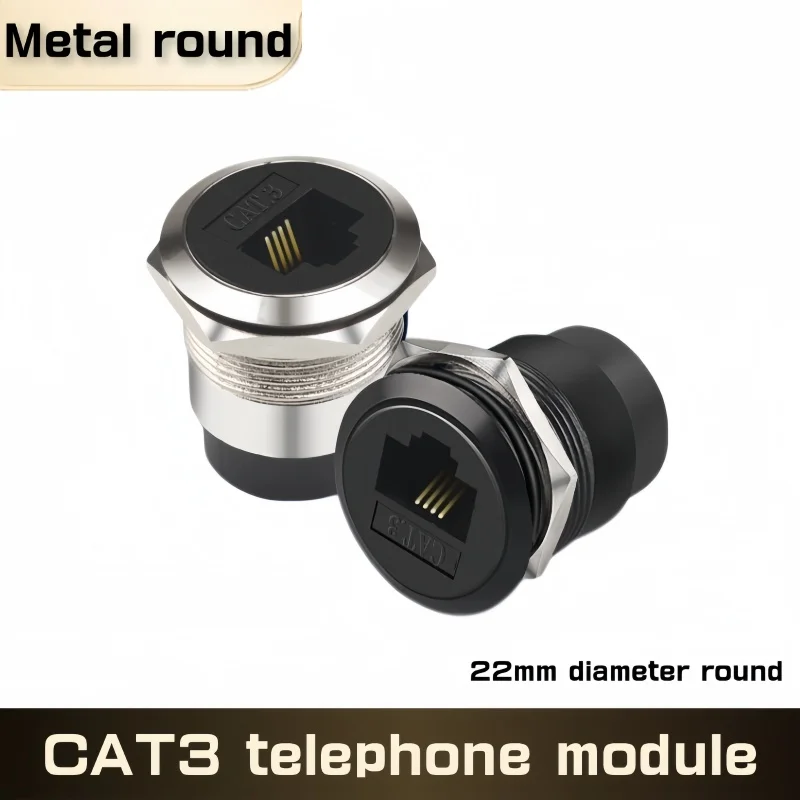 1PCS Metal round C phone CAT3 docking double 86 panel supply wall plug installation RJ11TEL phone module