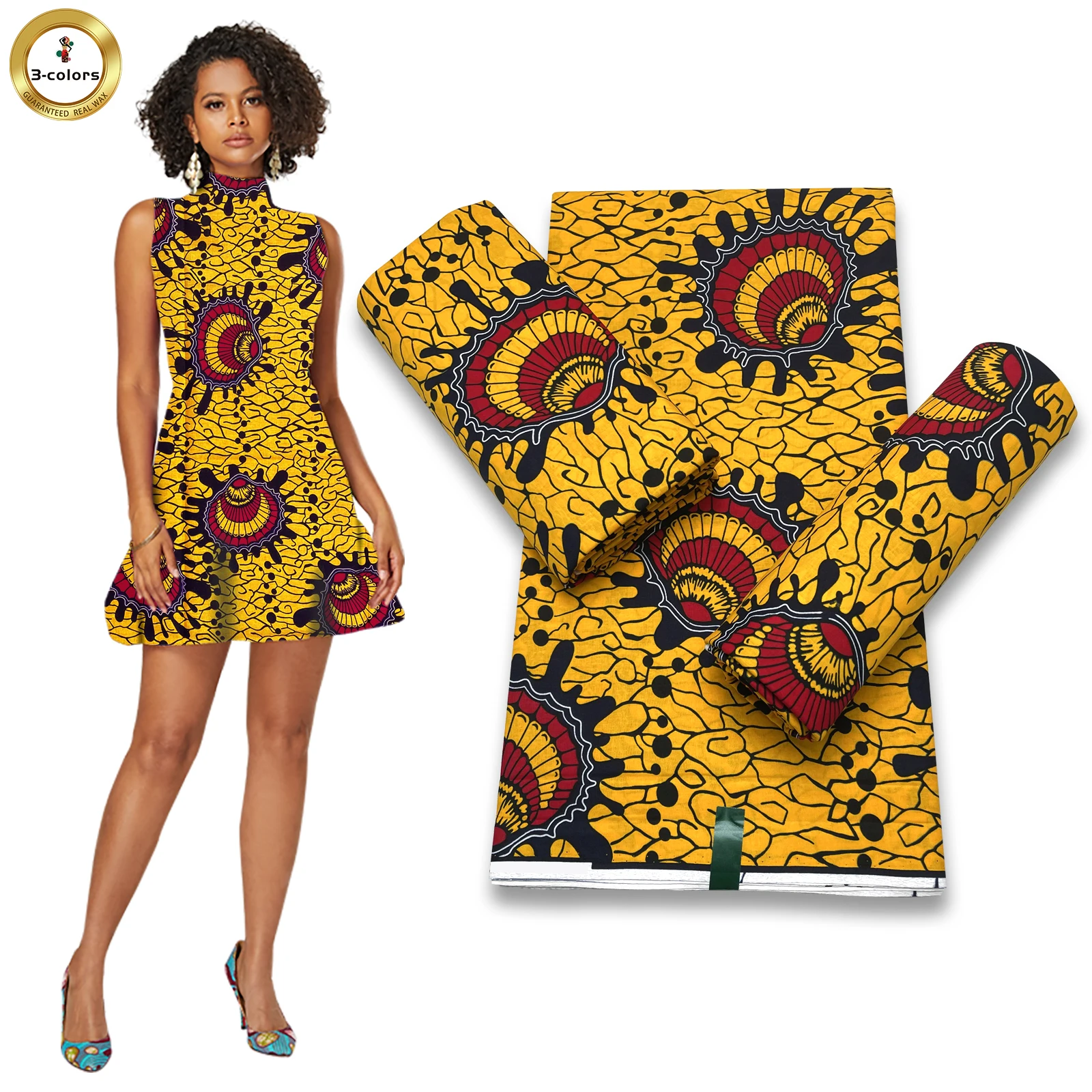 Guaranteed Veritable African Real Wax Fabric 100% Cotton Ankara Prints Wax Wholesale Prices Nigerian Style Tissu Pagnes