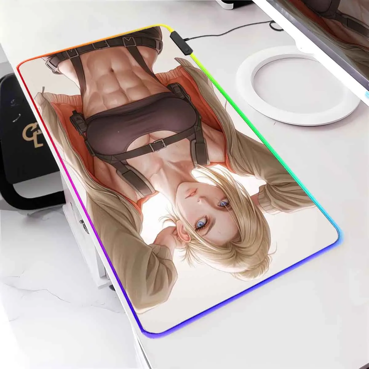 

RGB Backlit Anime Attack on Titan Mouse Pad Historia Reiss Overwatch Mouse Mat Large Mouse Pad Non-Slip Gamer Table Keyboard Mat