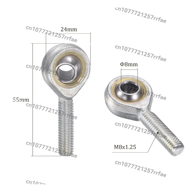 Spherical Rod End Bearings 8mm Hole Self-Lubricating Spherical Bearings Threaded Rod End Bearings External Threaded Connectors