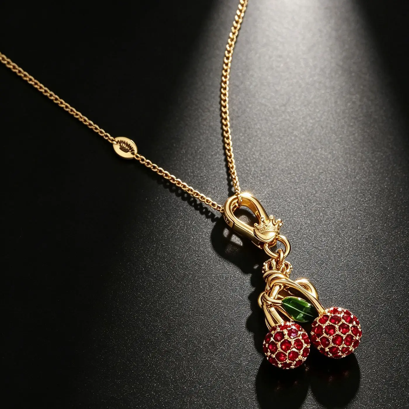 Bracelet Hand String Three-Dimensional Fresh Enamel Glaze Green Leaf Diamond Red Cherry Pendant Necklace Sweet All-Match Fruit