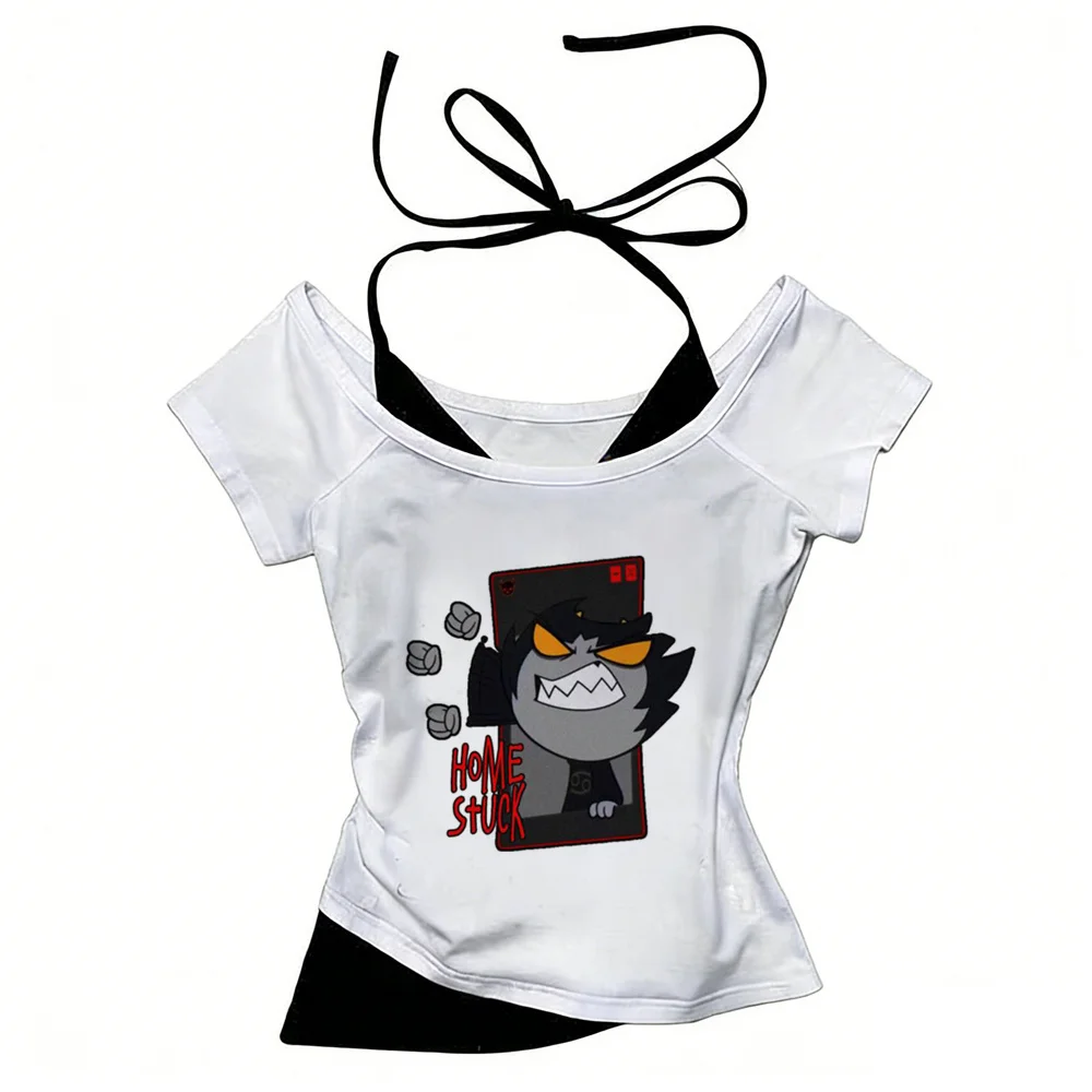 Homestuck crop top shoujo 2000s emo anime baddie vintage t shirt meme funny japanese goth alternative