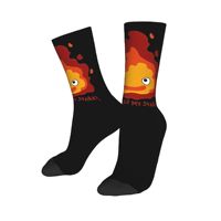 Cute Calcifers Cartoon Socks Men's Women's Polyester Howls Fire Demon Socks Crazy Spring Summer Autumn Winter Middle Tube Socks