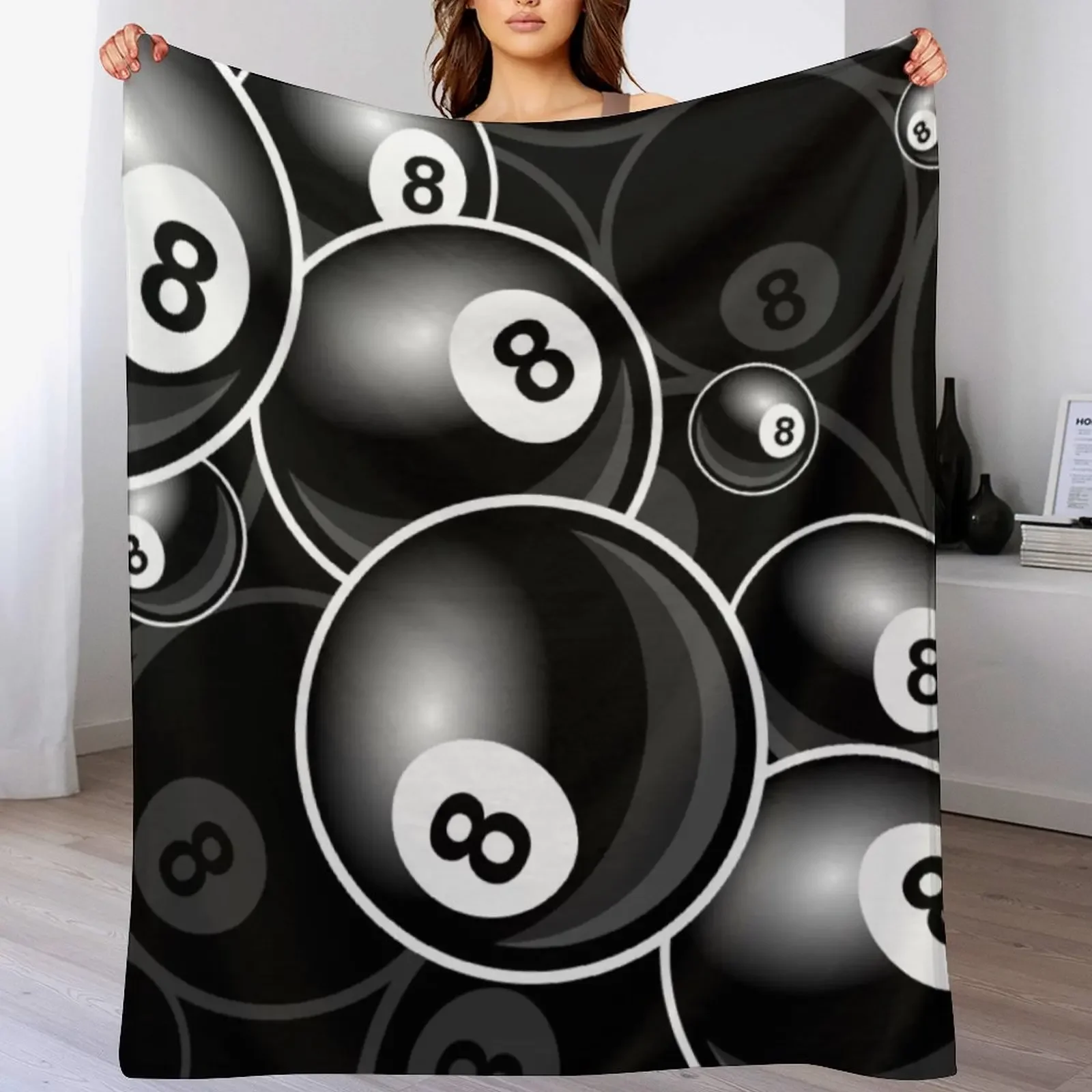 

Billiards Black 8 Ball 8-Ball black and white Throw Blanket All Season Soft Lightweight Blanket for Home