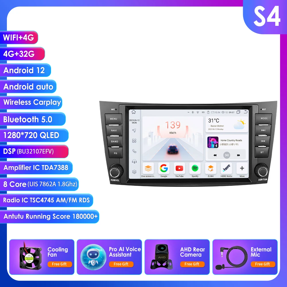 Carplay Android Auto Radio voor Mercedes-Benz E-G-CLK-GLS Klasse W211 W463 W209 W219 Multimedia 2Din Auto Intelligent Scherm 7862