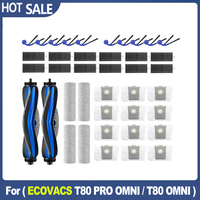 For ECOVACS T80 PRO OMNI / T80 OMNI Robot Vacuum Parts Main Roller Side Brush Hepa Filter Mop Cloth Dust Bags Accessories