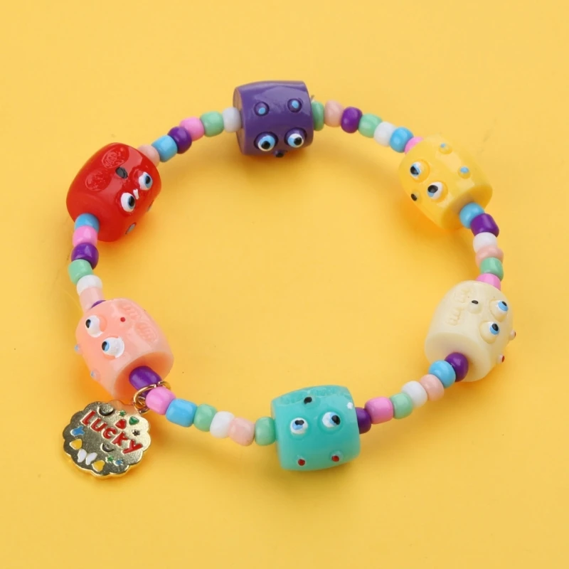 Pulsera elástica con dijes monstruos lindos, pulsera elástica, joyería para mujeres y niñas