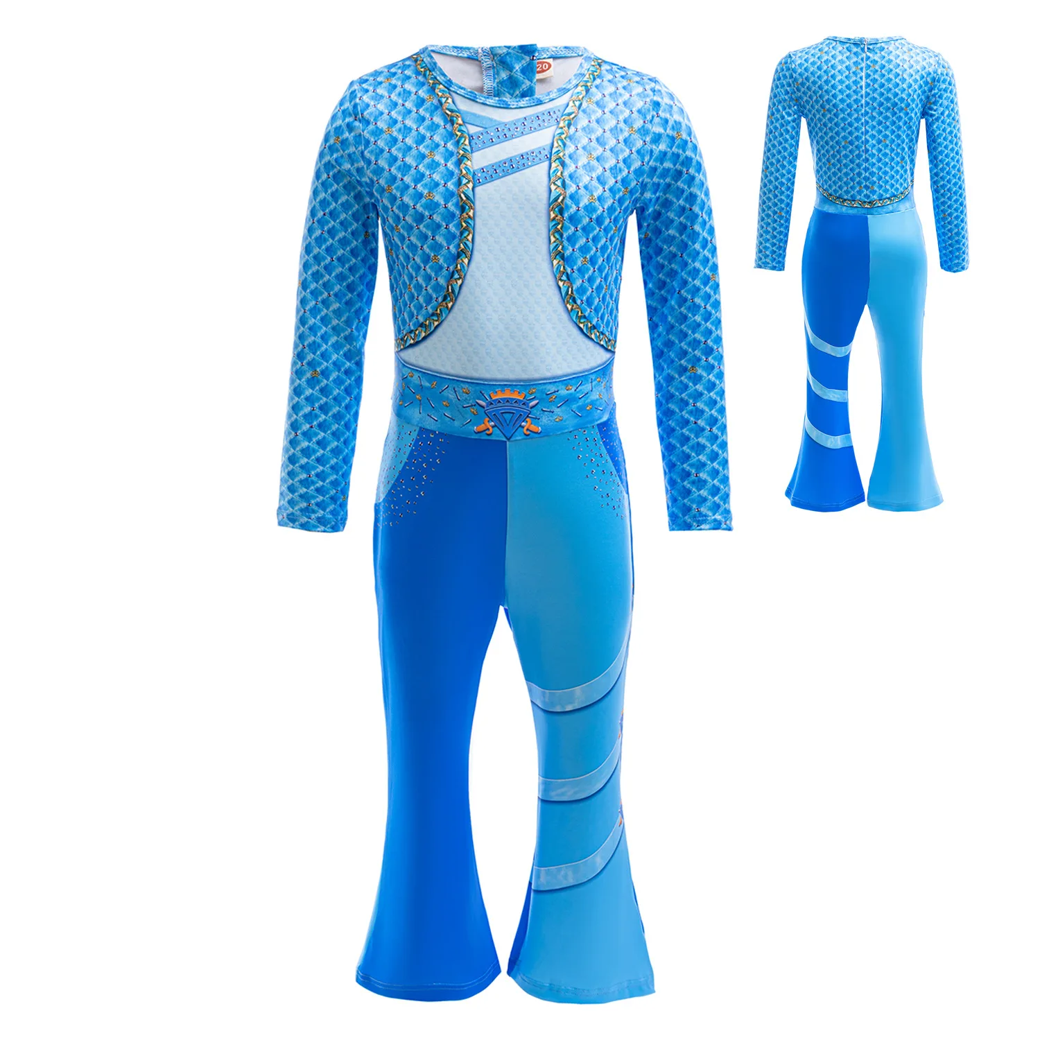 Girls Rise of Blue Jumpsuit Blue Descends Cosplay Costume Halloween Outfit Princess Jumpsuit Pajamas Suit