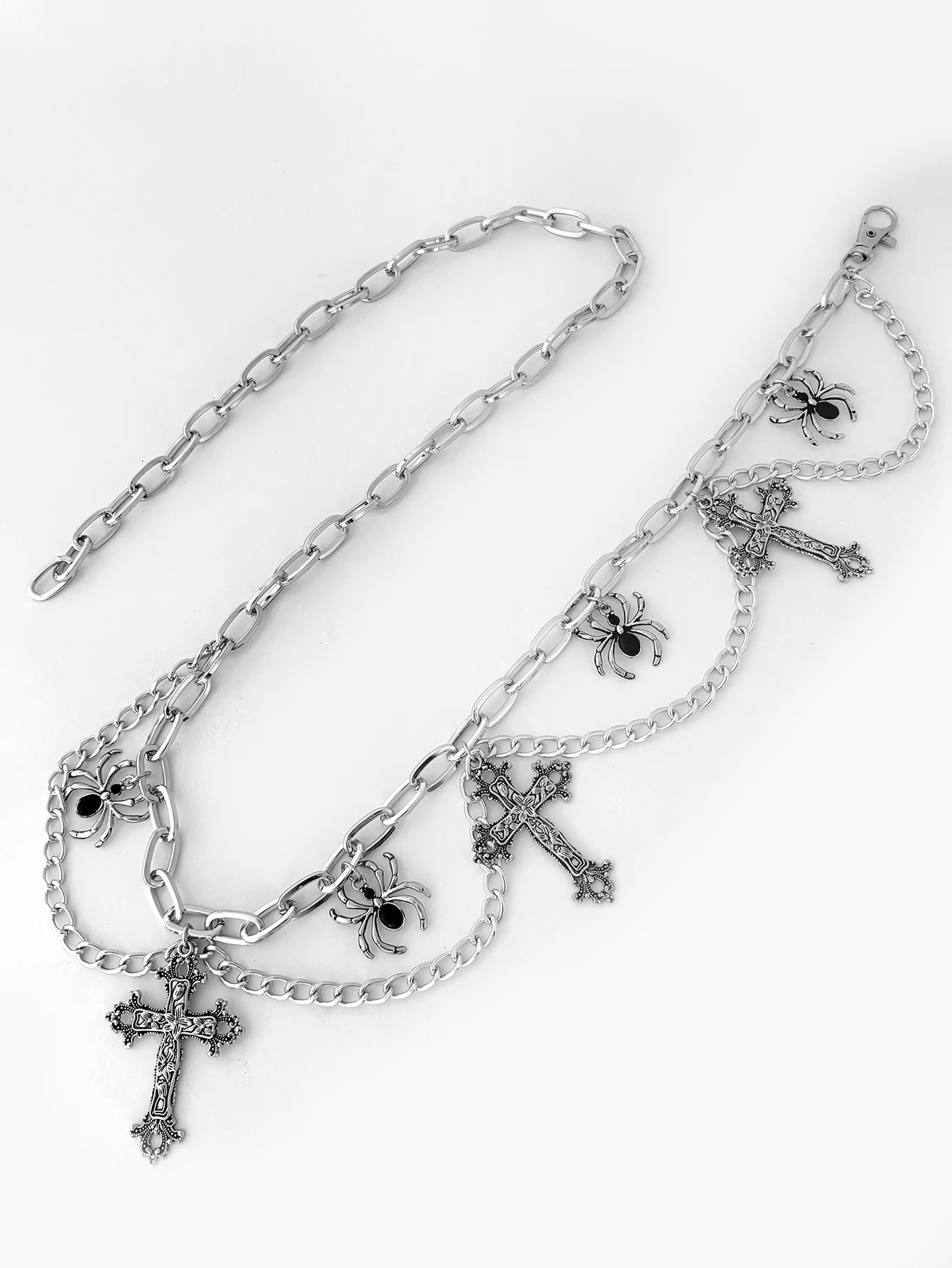 HERSHINE Women's Y2K Retro Spider Cross Chain Metal Waist Chain, Punk, Gothic, Harajuku, Rock & Hip Hop Accessory，spring，summer